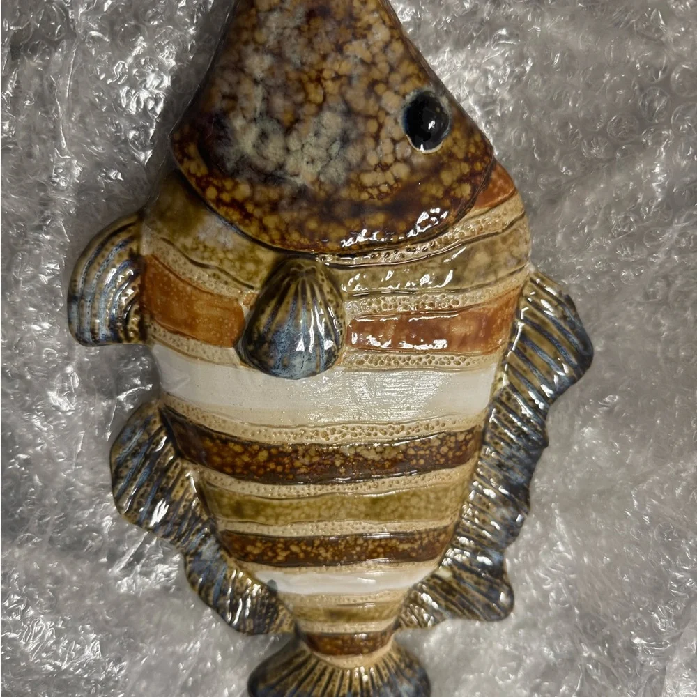 Ceramic Striped Fish Decor French majolica